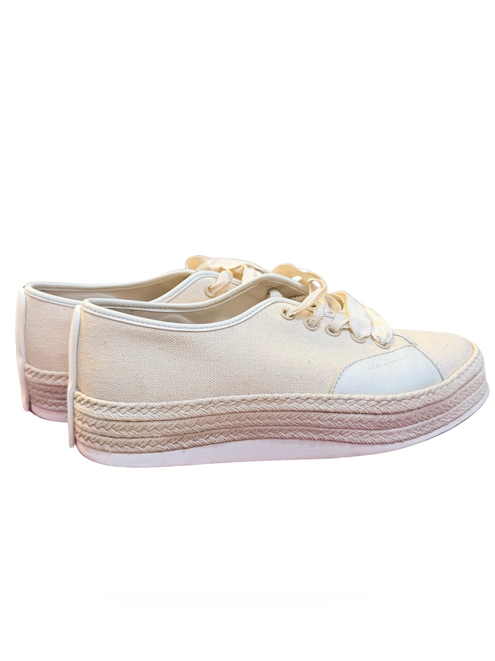Salvatore Ferragamo Soleil 2cm Canvas Espadrille Platform Sneakers 7.5 C